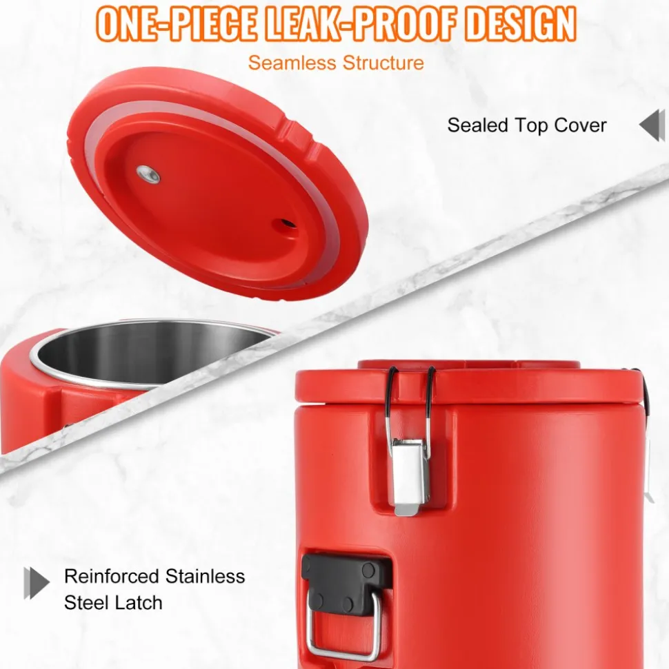 VEVOR Stainless Steel Insulated Beverage Dispenser, 4.5 Gallon 17.2 Liter, Thermal Hot and Cold Drink Server Dispenser with Spigot Handle, Food-grade for Hot Tea Coffee Water Restaurant Drink Shop