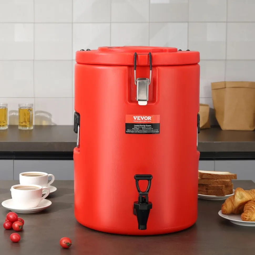 VEVOR Stainless Steel Insulated Beverage Dispenser, 4.5 Gallon 17.2 Liter, Thermal Hot and Cold Drink Server Dispenser with Spigot Handle, Food-grade for Hot Tea Coffee Water Restaurant Drink Shop