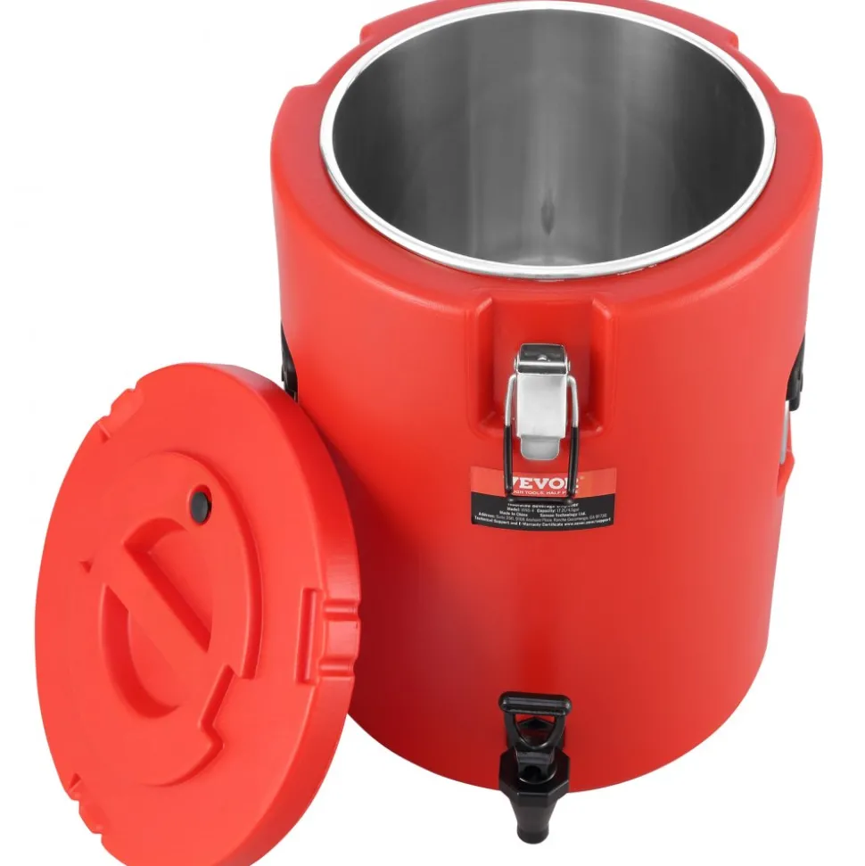 VEVOR Stainless Steel Insulated Beverage Dispenser, 4.5 Gallon 17.2 Liter, Thermal Hot and Cold Drink Server Dispenser with Spigot Handle, Food-grade for Hot Tea Coffee Water Restaurant Drink Shop