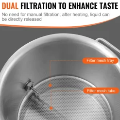 VEVOR Stainless Steel Kettle, 16 GALLON Brewing Pot, Tri Ply Bottom for Beer, Brew Kettle Pot, Home Brewing Supplies Includes Lid, Handle, Thermometer, Ball Valve Spigot, Filter, Filter Tray