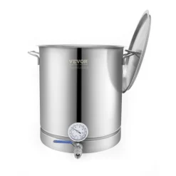 VEVOR Stainless Steel Kettle, 5 GALLON Brewing Pot, Tri Ply Bottom for Beer, Brew Kettle Pot, Home Brewing Supplies Includes Lid, Handle, Thermometer, Ball Valve Spigot, Filter, Filter Tray
