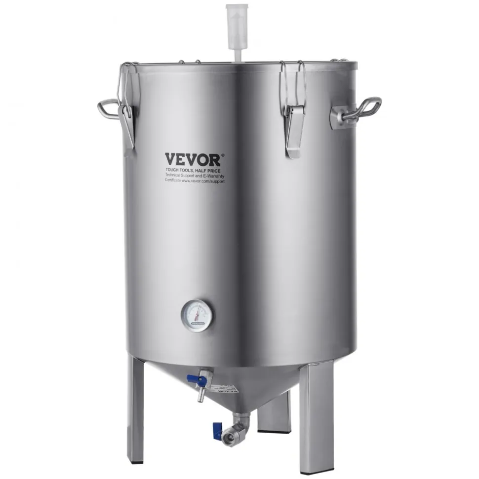 VEVOR 304 Stainless Steel Kettle, 16 GALLON Beer Brew Fermentor, Brew Bucket Fermentor for Brewing, Home Brewing Supplies with Base, Kettle Stock Pot Includes Lid, Handle, Valve, Spigot, Thermometer
