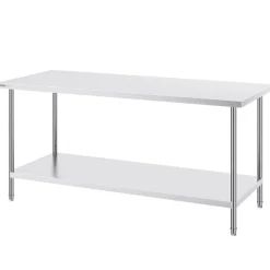 VEVOR Stainless Steel Prep Table, 30 x 72 x 34 Inch, 920 lbs Load Capacity, Heavy Duty Metal Worktable with 3 Adjustable Height Levels, Commercial Workstation for Kitchen Garage Restaurant Backyard