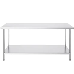 VEVOR Stainless Steel Prep Table, 30 x 72 x 34 Inch, 920 lbs Load Capacity, Heavy Duty Metal Worktable with 3 Adjustable Height Levels, Commercial Workstation for Kitchen Garage Restaurant Backyard