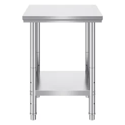 VEVOR Stainless Steel Prep Table, 30 x 60 x 34 Inch, 910 lbs Load Capacity, Heavy Duty Metal Worktable with 3 Adjustable Height Levels, Commercial Workstation for Kitchen Garage Restaurant Backyard