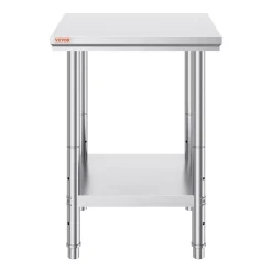 VEVOR Stainless Steel Prep Table, 30 x 60 x 34 Inch, 910 lbs Load Capacity, Heavy Duty Metal Worktable with 3 Adjustable Height Levels, Commercial Workstation for Kitchen Garage Restaurant Backyard