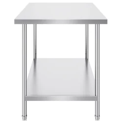 VEVOR Stainless Steel Prep Table, 30 x 48 x 34 Inch, 880 lbs Load Capacity, Heavy Duty Metal Worktable with 3 Adjustable Height Levels, Commercial Workstation for Kitchen Garage Restaurant Backyard