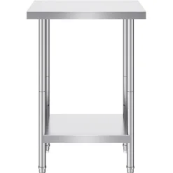 VEVOR Stainless Steel Prep Table, 24 x 18 x 34 Inch, 640 lbs Load Capacity, Heavy Duty Metal Worktable with 3 Adjustable Height Levels, Commercial Workstation for Kitchen Garage Restaurant Backyard