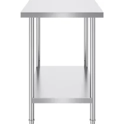 VEVOR Stainless Steel Prep Table, 24 x 36 x 34 Inch, 750 lbs Load Capacity, Heavy Duty Metal Worktable with 3 Adjustable Height Levels, Commercial Workstation for Kitchen Garage Restaurant Backyard