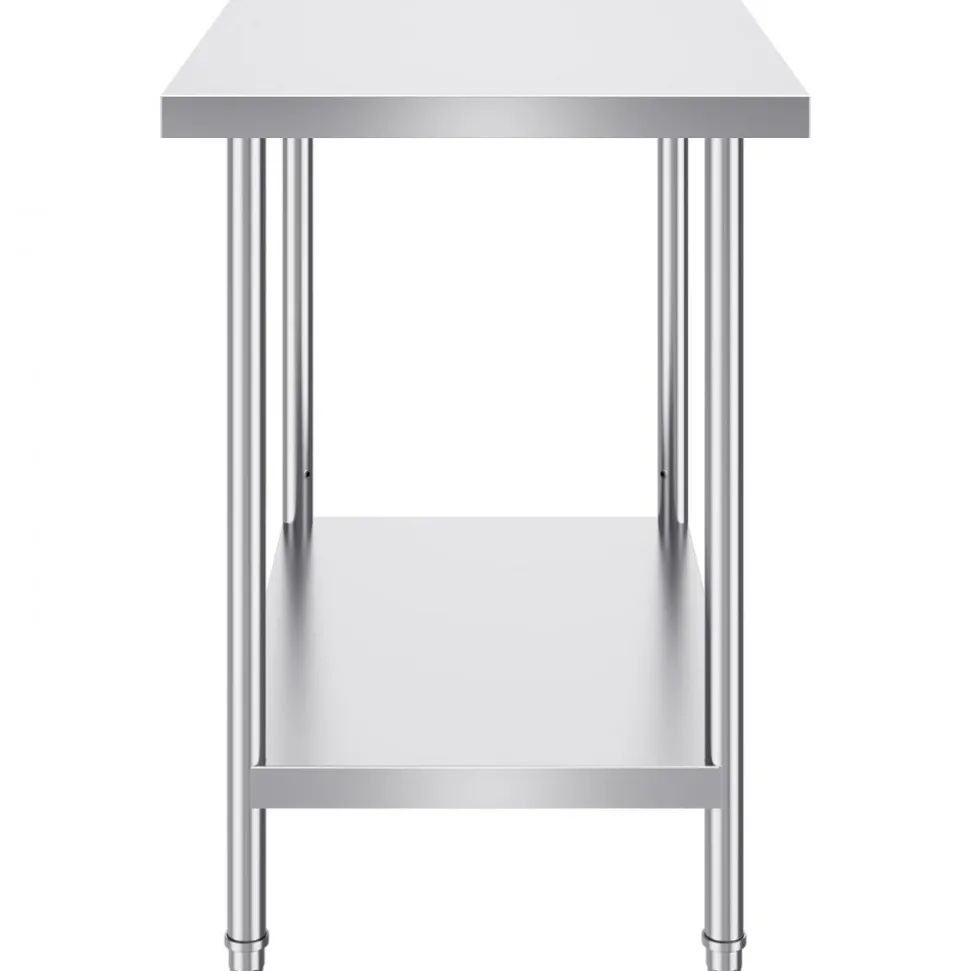 VEVOR Stainless Steel Prep Table, 24 x 36 x 34 Inch, 750 lbs Load Capacity, Heavy Duty Metal Worktable with 3 Adjustable Height Levels, Commercial Workstation for Kitchen Garage Restaurant Backyard