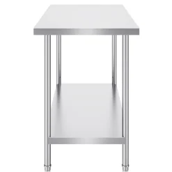 VEVOR Stainless Steel Prep Table, 24 x 48 x 34 Inch, 800 lbs Load Capacity, Heavy Duty Metal Worktable with 3 Adjustable Height Levels, Commercial Workstation for Kitchen Garage Restaurant Backyard