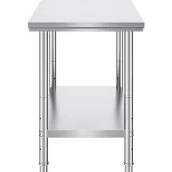VEVOR Stainless Steel Prep Table, 900x600x800 mm, 700 lbs Load Capacity, Heavy Duty Metal Worktable with 3 Adjustable Height Levels, Commercial Workstation for Kitchen Garage Restaurant Backyard
