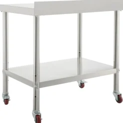 VEVOR Stainless Steel Prep Table, 30 x 24 x 35 Inch, 440lbs Load Capacity Heavy Duty Metal Worktable with Backsplash Adjustable Undershelf & 4 Casters, Commercial Workstation for Kitchen Restaurant