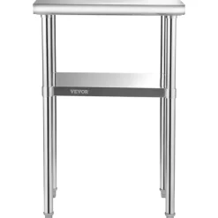VEVOR Stainless Steel Prep Table, 24 x 18 x 36 Inch, 600lbs Load Capacity Heavy Duty Metal Worktable with Adjustable Undershelf & Feet, Commercial Workstation for Kitchen Restaurant Garage Backyard