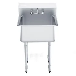 VEVOR Stainless Steel Prep & Utility Sink, 1 Compartment Free Standing Small Sink Include Faucet & legs, 27