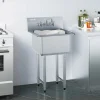 VEVOR Stainless Steel Prep & Utility Sink, 1 Compartment Free Standing Small Sink Include Faucet & legs, 21"x41" Commercial Single Bowl Sinks for Garage, Restaurant, Kitchen, Laundry