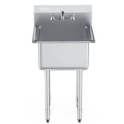 VEVOR Stainless Steel Prep & Utility Sink, 1 Compartment Free Standing Small Sink Include Faucet & legs, 21