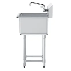 VEVOR Stainless Steel Prep & Utility Sink, 1 Compartment Free Standing Small Sink Include Faucet & legs, 21
