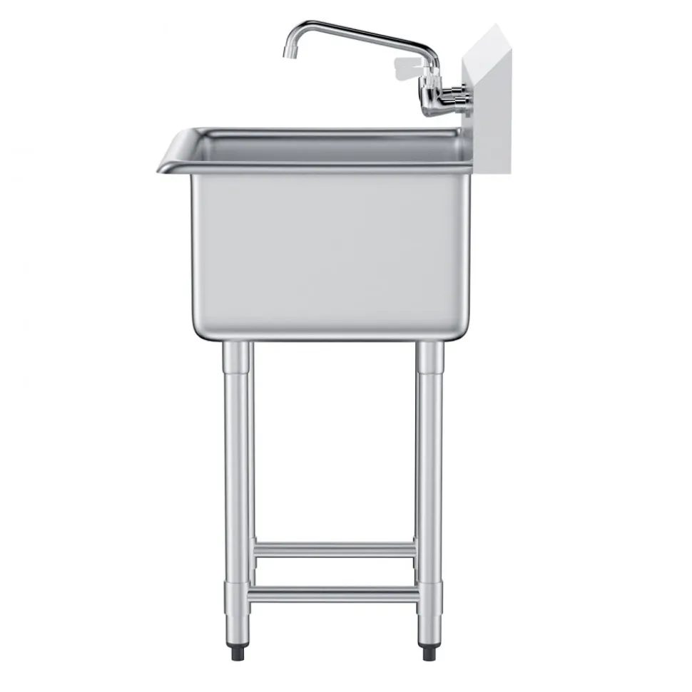 VEVOR Stainless Steel Prep & Utility Sink, 1 Compartment Free Standing Small Sink Include Faucet & legs, 21"x41" Commercial Single Bowl Sinks for Garage, Restaurant, Kitchen, Laundry