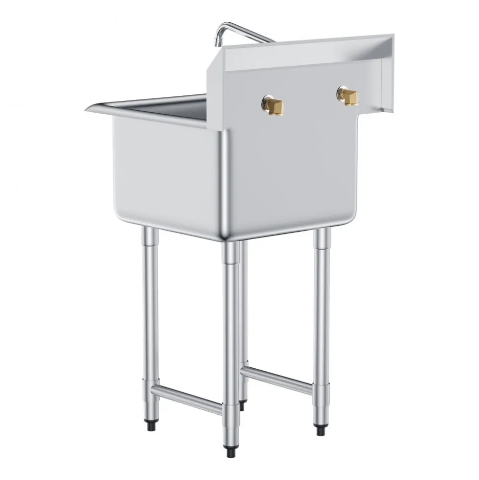 VEVOR Stainless Steel Prep & Utility Sink, 1 Compartment Free Standing Small Sink Include Faucet & legs, 21"x41" Commercial Single Bowl Sinks for Garage, Restaurant, Kitchen, Laundry