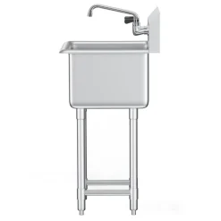 VEVOR Stainless Steel Prep & Utility Sink, 1 Compartment Free Standing Small Sink Include Faucet & legs, 18