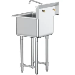 VEVOR Stainless Steel Prep & Utility Sink, 1 Compartment Free Standing Small Sink Include Faucet & legs, 18