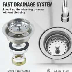 VEVOR Stainless Steel Prep & Utility Sink, 1 Compartment Free Standing Small Sink Include Faucet & legs, 18