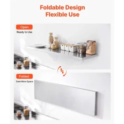 VEVOR Stainless Steel Shelf 12" x 36" 2-Pack Wall Mount Floating Shelf, Heavy-Duty Commercial Shelves with Brackets, 300LBS Capacity, Easy to Clean, Suitable for Restaurant, Home Kitchen, Garage
