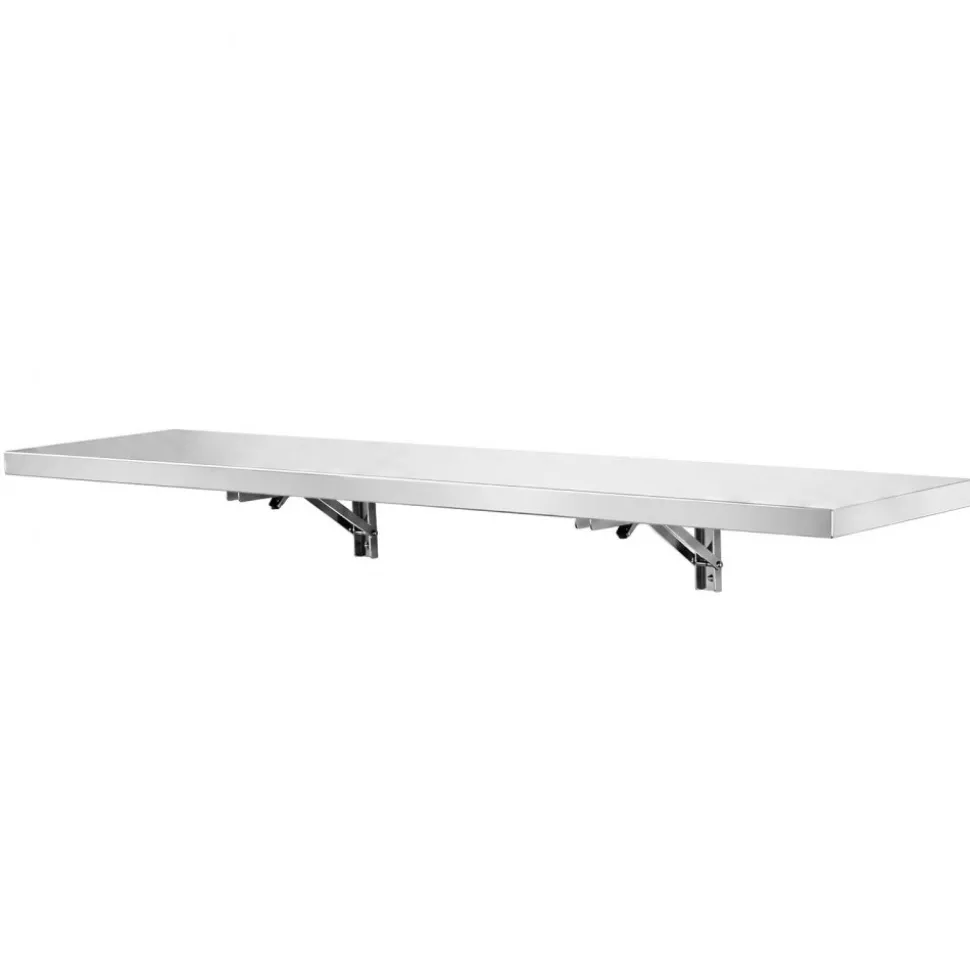 VEVOR Stainless Steel Shelf 12" x 48" Foldable Wall Mount Floating Shelf, Heavy-Duty Commercial Shelves with Brackets, 300LBS Capacity, Easy to Clean, Suitable for Restaurant, Home Kitchen, Garage