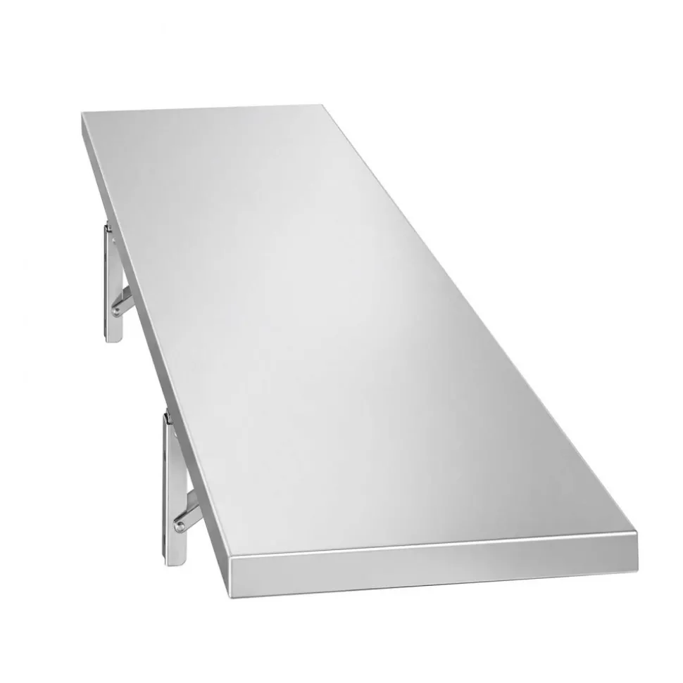 VEVOR Stainless Steel Shelf 12" x 48" Foldable Wall Mount Floating Shelf, Heavy-Duty Commercial Shelves with Brackets, 300LBS Capacity, Easy to Clean, Suitable for Restaurant, Home Kitchen, Garage