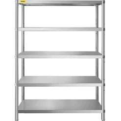 VEVOR Stainless Steel Shelves 48x18.5 Inch 5 Tier Adjustable Shelf Storage Unit Stainless Steel Rack Shelving Heavy Duty Shelving for Kitchen Commercial Office Garage Storage 330lb Per Shelf
