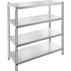 VEVOR Stainless Steel Shelving 46.8x18.5 Inch 4 Tier Adjustable Shelf Storage Unit Stainless Steel Heavy Duty Shelving for Kitchen Commercial Office Garage Storage 330lb Per Shelf