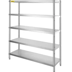 VEVOR Stainless Steel Shelving 60x18.5 Inch 5 Tier Adjustable Shelf Storage Unit Stainless Steel Heavy Duty Shelving for Kitchen Commercial Office Garage Storage 330lb Per Shelf