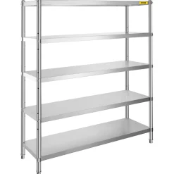 VEVOR Stainless Steel Shelving 60x18.5 Inch 5 Tier Adjustable Shelf Storage Unit Stainless Steel Heavy Duty Shelving for Kitchen Commercial Office Garage Storage 330lb Per Shelf