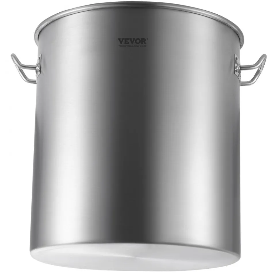VEVOR Stainless Steel Stockpot, 54L Large Cooking Pots, Cookware Sauce Pot with Basket, Lid, and Handle, Heavy Duty Commercial Grade Stock Pot, Sanding Treatment, for Large Groups Events Silver