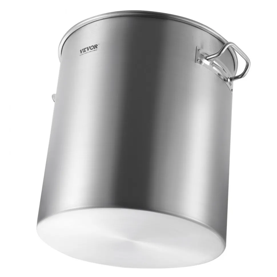 VEVOR Stainless Steel Stockpot, 54L Large Cooking Pots, Cookware Sauce Pot with Basket, Lid, and Handle, Heavy Duty Commercial Grade Stock Pot, Sanding Treatment, for Large Groups Events Silver