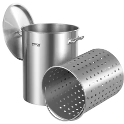 VEVOR Stainless Steel Stockpot, 42 Quart Large Cooking Pots, Multipurpose Cookware Sauce Pot with Lid & Handle, Heavy Duty Commercial Grade Stock Pot, Sanding Treatment, for Large Groups Events Silver