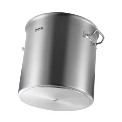 VEVOR Stainless Steel Stockpot, 53 Quart Large Cooking Pots, Cookware Sauce Pot with Lid, and Handle, Heavy Duty Commercial Grade Stock Pot, Sanding Treatment, for Large Groups Events Silver