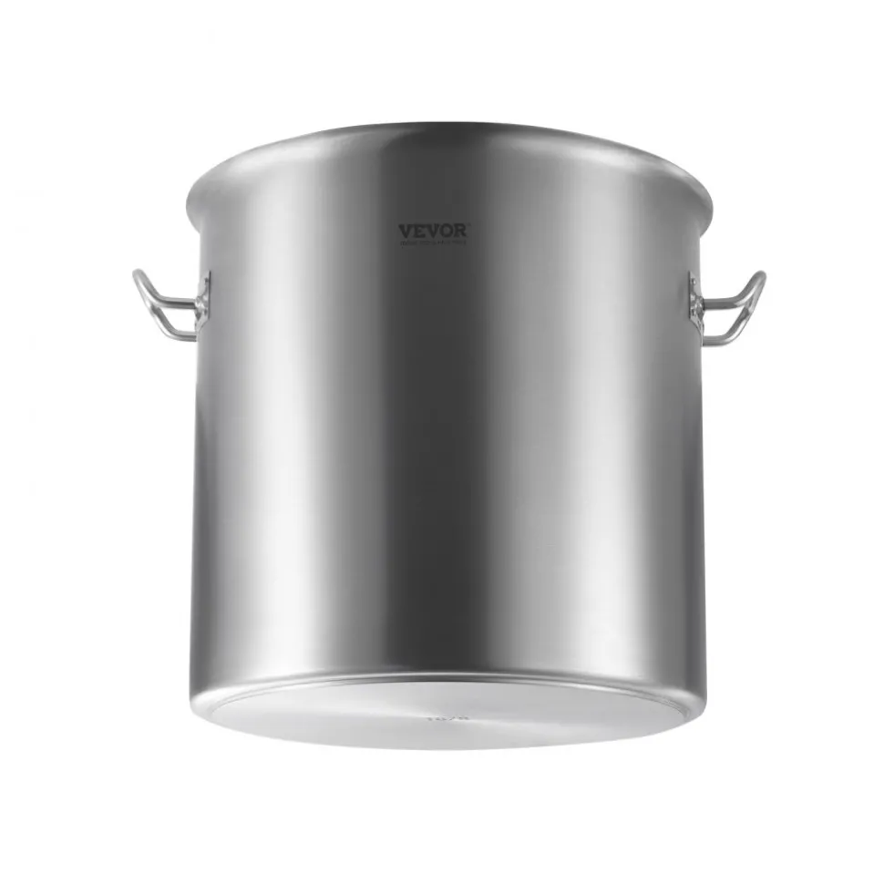 VEVOR Stainless Steel Stockpot, 53 Quart Large Cooking Pots, Cookware Sauce Pot with Lid, and Handle, Heavy Duty Commercial Grade Stock Pot, Sanding Treatment, for Large Groups Events Silver