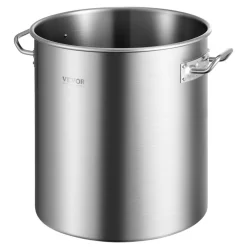 VEVOR Stainless Steel Stockpot, 42 Quart Large Cooking Pots, Cookware Sauce Pot with Basket, Lid, and Handle, Heavy Duty Commercial Grade Stock Pot, Sanding Treatment, for Large Groups Events Silver