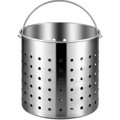 VEVOR Stainless Steel Stockpot, 42 Quart Large Cooking Pots, Cookware Sauce Pot with Basket, Lid, and Handle, Heavy Duty Commercial Grade Stock Pot, Sanding Treatment, for Large Groups Events Silver