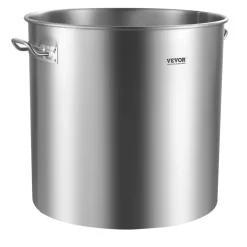 VEVOR Stainless Steel Stockpot, 100 Quart Large Cooking Pots, Cookware Sauce Pot with Basket, Lid, and Handle, Heavy Duty Commercial Grade Stock Pot, Sanding Treatment, for Large Groups Events Silver