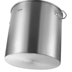 VEVOR Stainless Steel Stockpot, 100 Quart Large Cooking Pots, Cookware Sauce Pot with Basket, Lid, and Handle, Heavy Duty Commercial Grade Stock Pot, Sanding Treatment, for Large Groups Events Silver