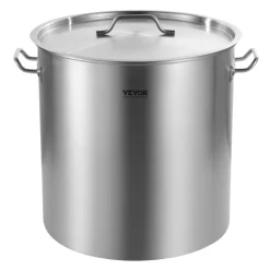 VEVOR Stainless Steel Stockpot, 84 Quart Large Cooking Pots, Cookware Sauce Pot with Basket, Lid, and Handle, Heavy Duty Commercial Grade Stock Pot, Sanding Treatment, for Large Groups Events Silver