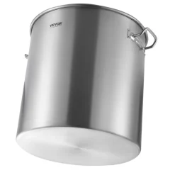 VEVOR Stainless Steel Stockpot, 84 Quart Large Cooking Pots, Cookware Sauce Pot with Basket, Lid, and Handle, Heavy Duty Commercial Grade Stock Pot, Sanding Treatment, for Large Groups Events Silver