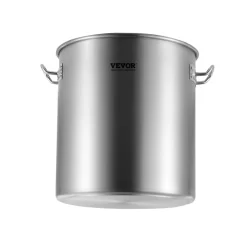 VEVOR Stainless Steel Stockpot, 24 Quart Cooking Pots, Cookware Sauce Pot with Lid, and Handle, Heavy Duty Commercial Grade Stock Pot, Sanding Treatment, for Steaming Boiling or Frying Silver