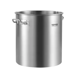 VEVOR Stainless Steel Stockpot, 24 Quart Cooking Pots, Cookware Sauce Pot with Lid, and Handle, Heavy Duty Commercial Grade Stock Pot, Sanding Treatment, for Steaming Boiling or Frying Silver
