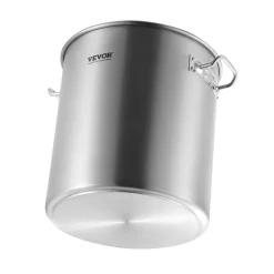 VEVOR Stainless Steel Stockpot, 24 Quart Cooking Pots, Cookware Sauce Pot with Lid, and Handle, Heavy Duty Commercial Grade Stock Pot, Sanding Treatment, for Steaming Boiling or Frying Silver
