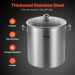 VEVOR Stainless Steel Stockpot, 24 Quart Cooking Pots, Cookware Sauce Pot with Lid, and Handle, Heavy Duty Commercial Grade Stock Pot, Sanding Treatment, for Steaming Boiling or Frying Silver