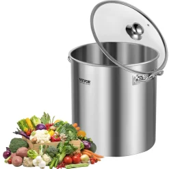 VEVOR Stainless Steel Stockpot, 24 Quart Cooking Pots, Cookware Sauce Pot with Lid, and Handle, Heavy Duty Commercial Grade Stock Pot, Sanding Treatment, for Steaming Boiling or Frying Silver